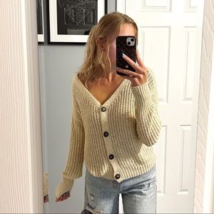 Moon & Madison Cream Button-Up Cardigan